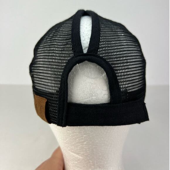 C.C. Cap PonyTail Black Shiny Glitter Adjustable Snapback Mesh Trucker Hat - Picture 5 of 7